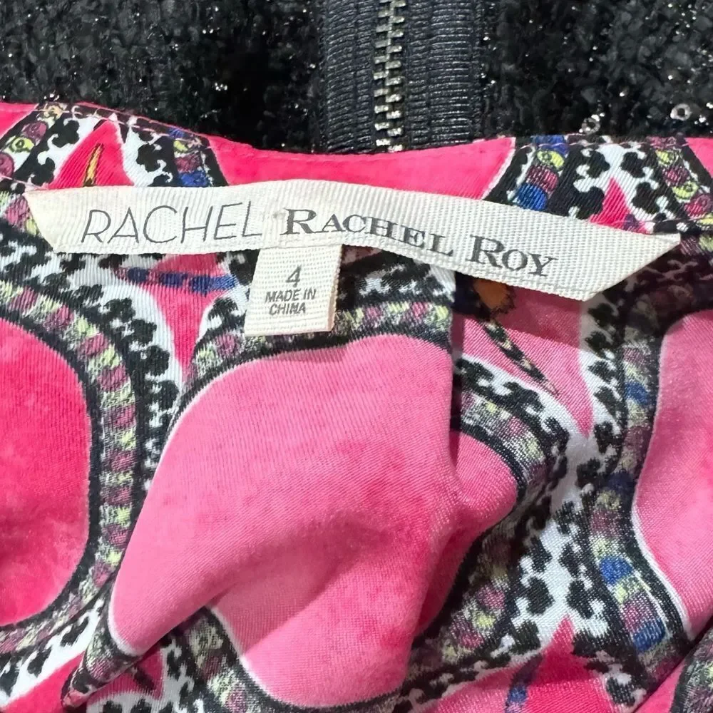Rachel Rachel Roy Pink Black Glitter Dress Women’s 4